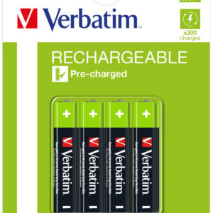 Verbatim AAA Premium Rechargeable Batteries 4 Pack