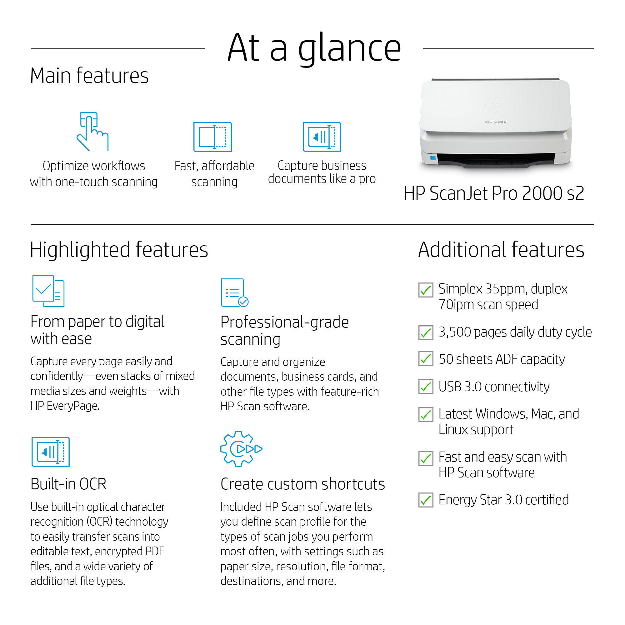 HP ScanJet Pro 2000 S2 Scanner - Image 3