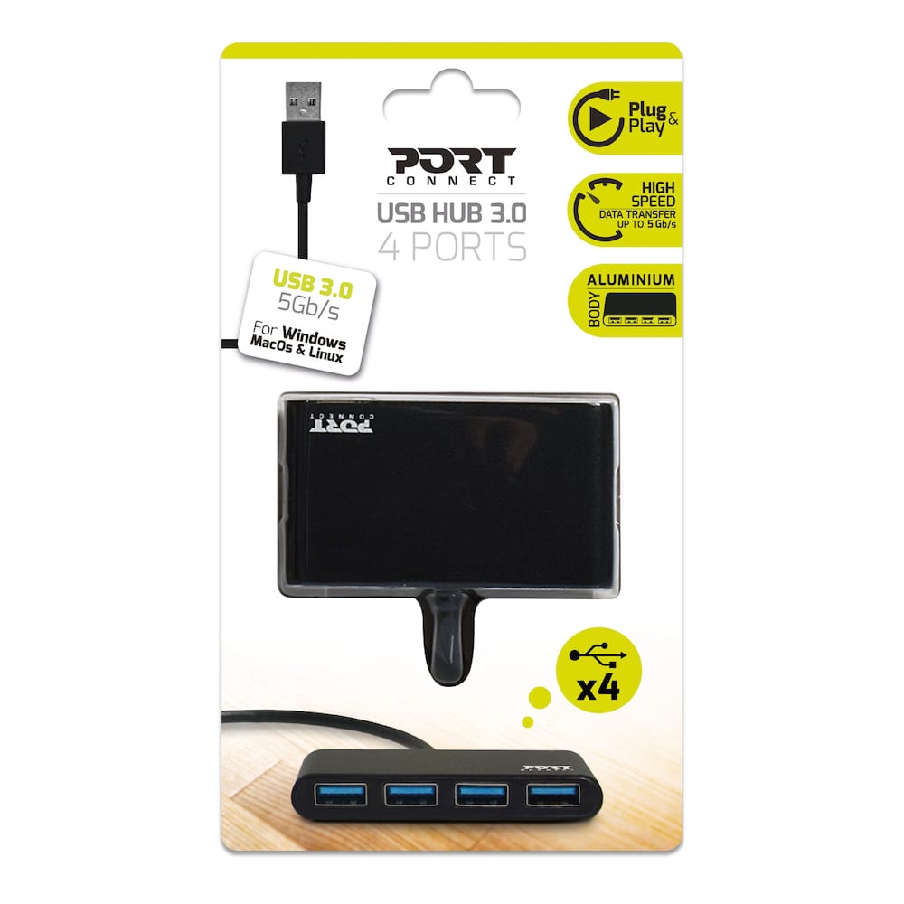 Port USB3.0 Black Plug & Play 4-port Hub - Image 5