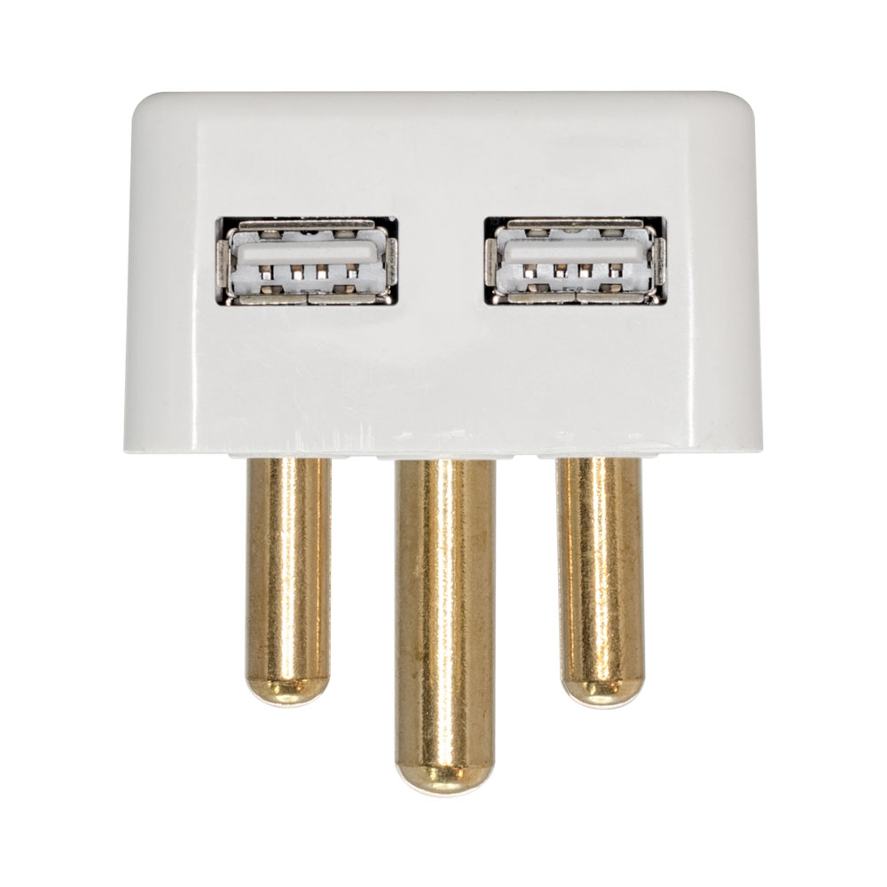 3PIN PLUGTOP , 2XUSB2.1A , 250V - 16A