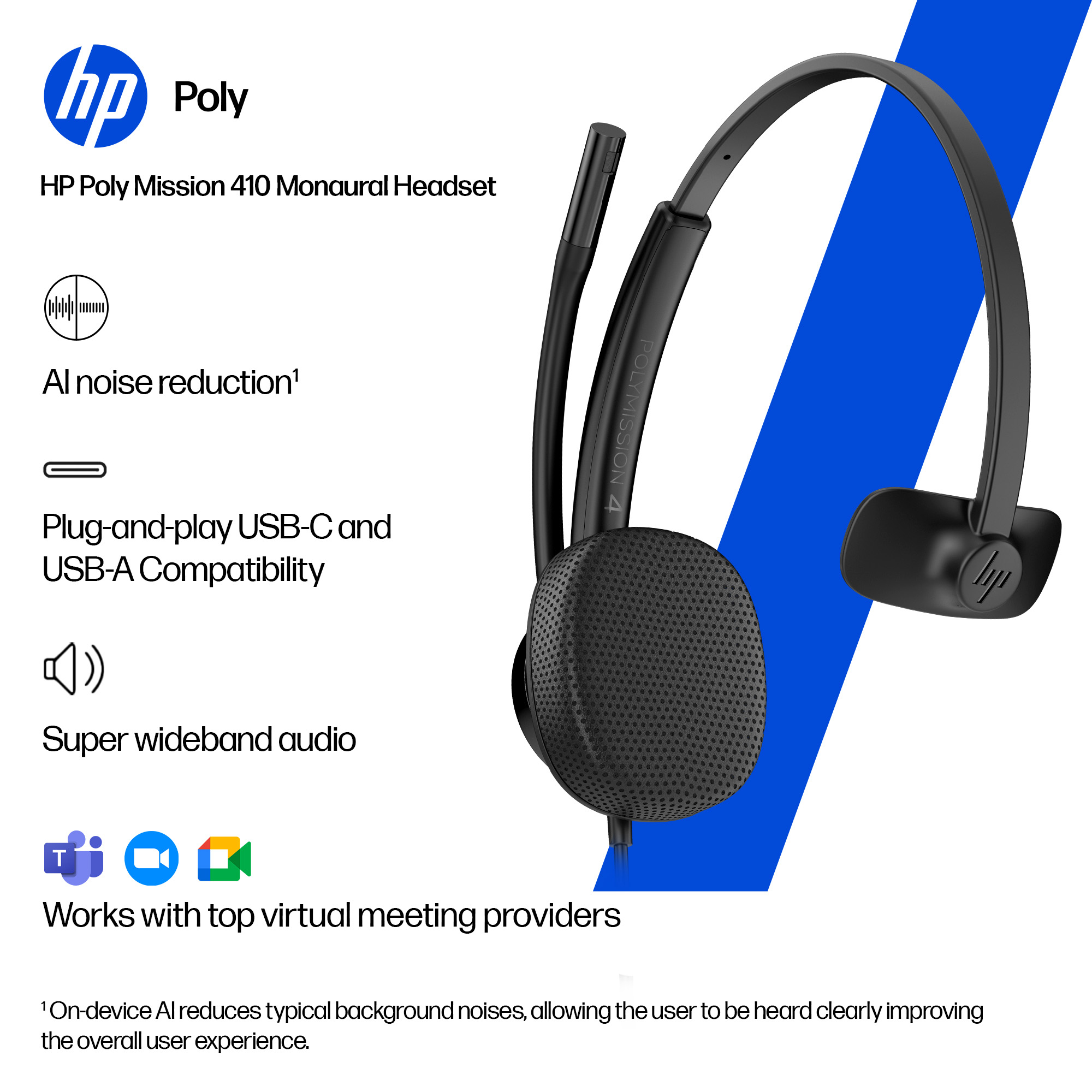 HP Poly Mission 425 Stereo USB Wired Headset Classic - Image 5