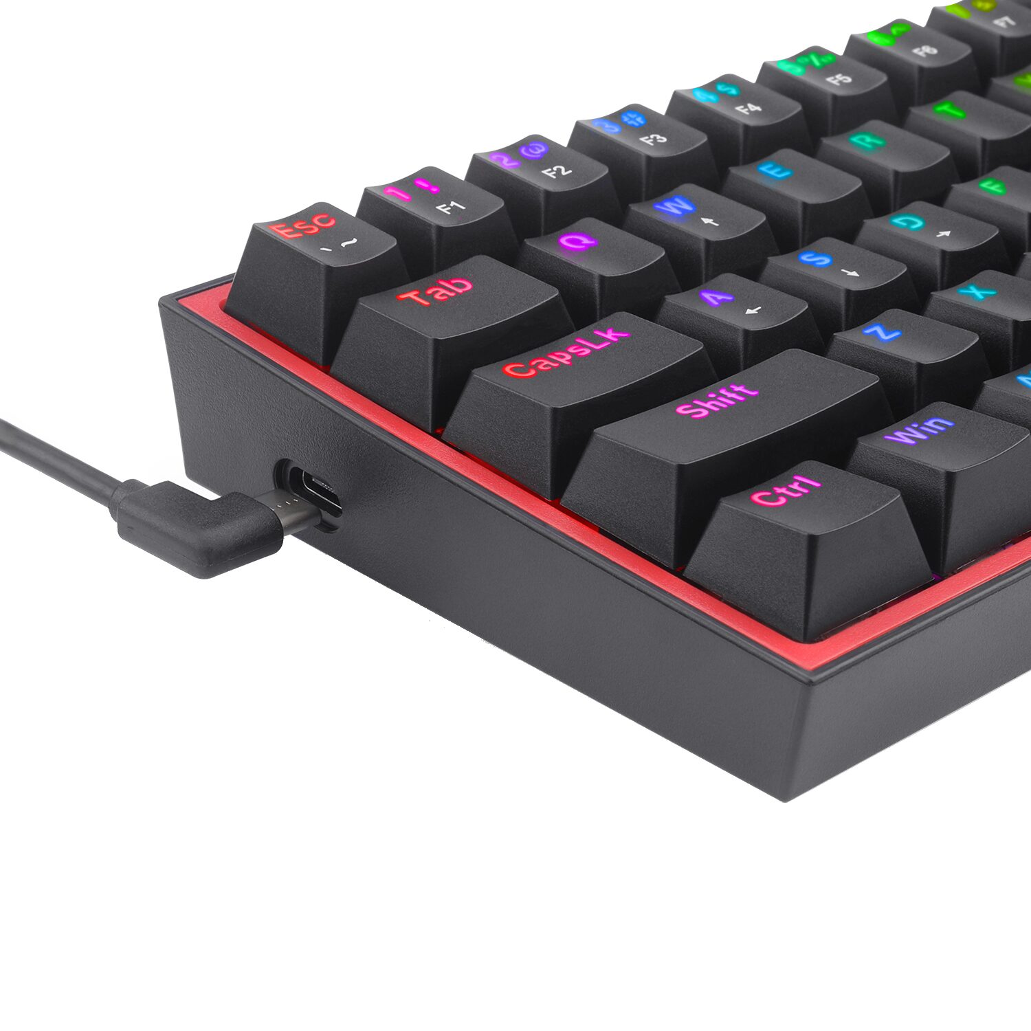Redragon K616 FIZZ Pro 61-Key RGB Mechanical Gaming Keyboard – Black (60%, RGB, Wireless/Wired, Hot-Swappable) - Image 8