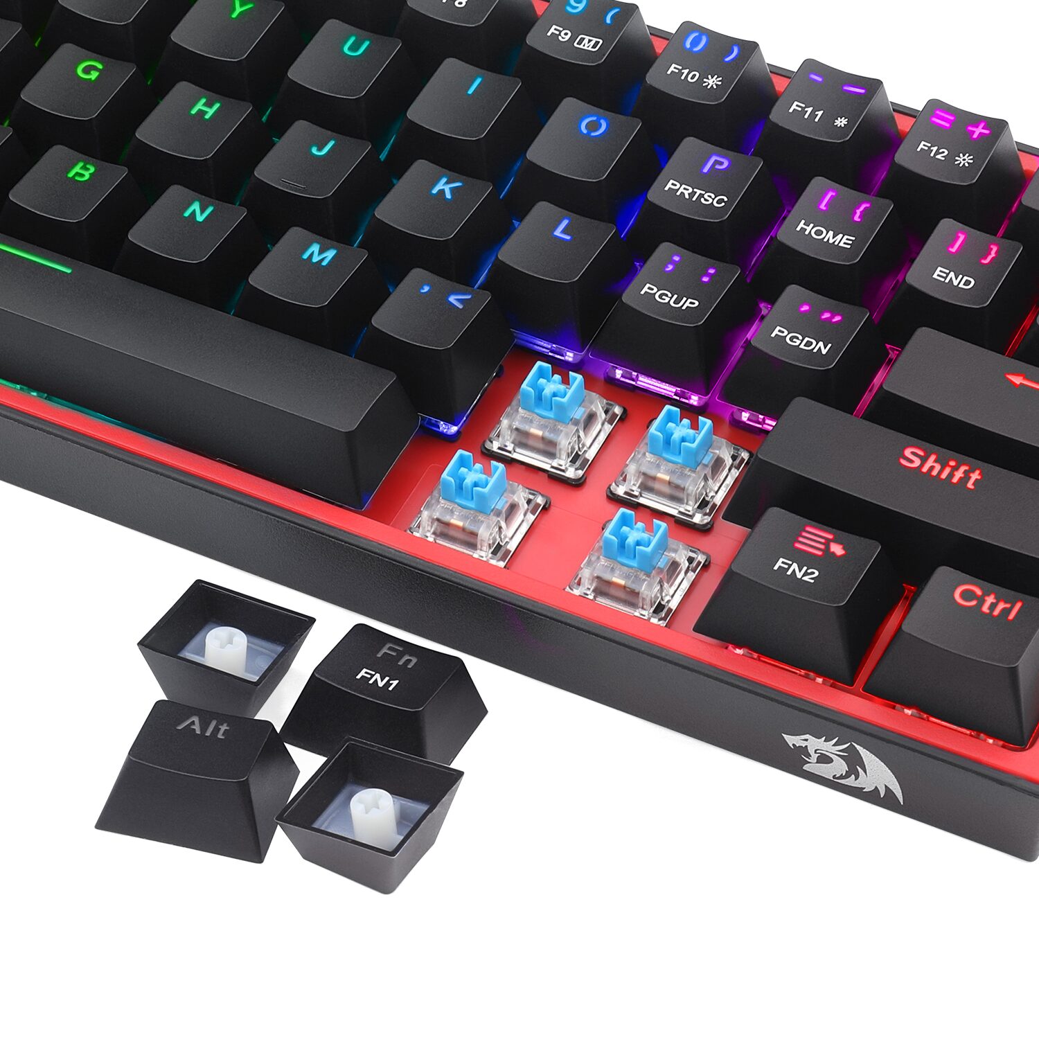 Redragon K616 FIZZ Pro 61-Key RGB Mechanical Gaming Keyboard – Black (60%, RGB, Wireless/Wired, Hot-Swappable) - Image 7