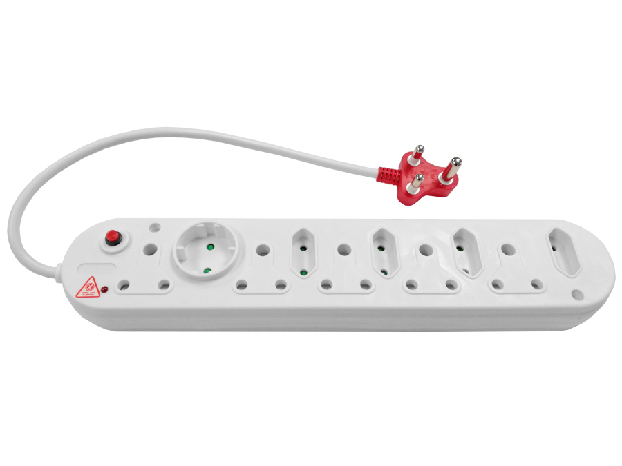 Locally Sourced Multi Plug 5x16A 5x5A 0.5m Cord Surge Protected White