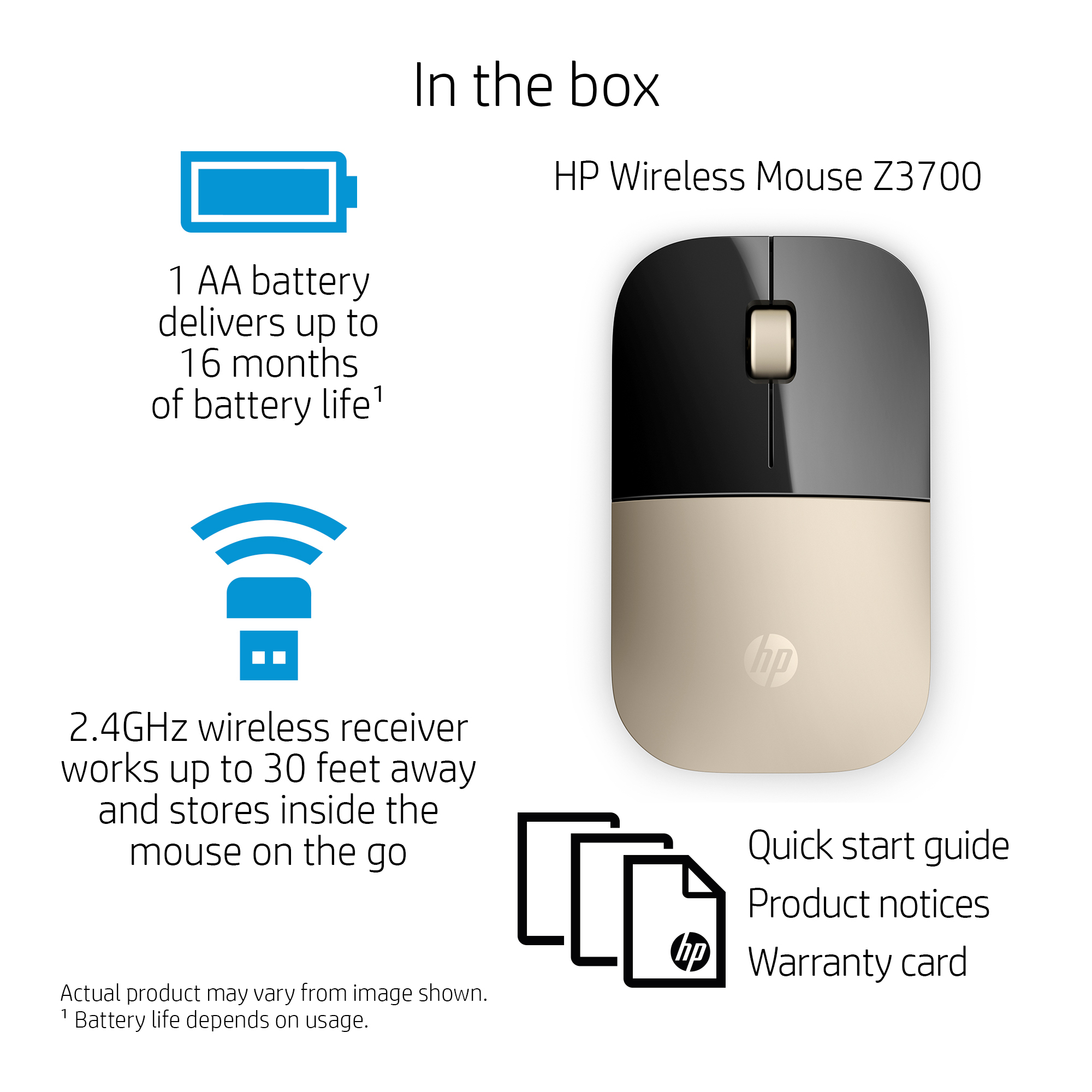 HP Z3700 Gold Wireless Mouse - Image 3