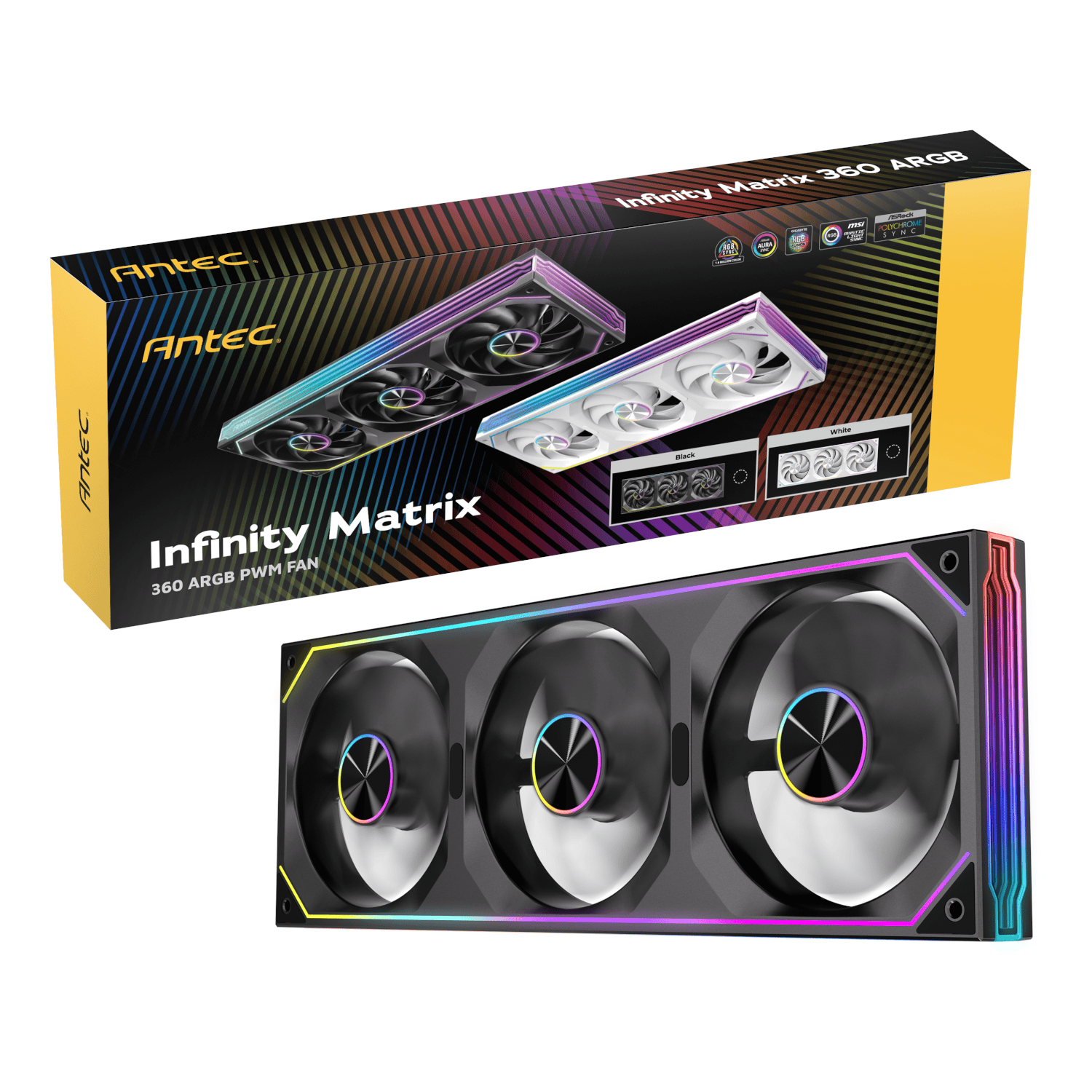 Antec INFINITY MATRIX PWM 360mm ARGB Case Fan Single Frame - Black - Image 6